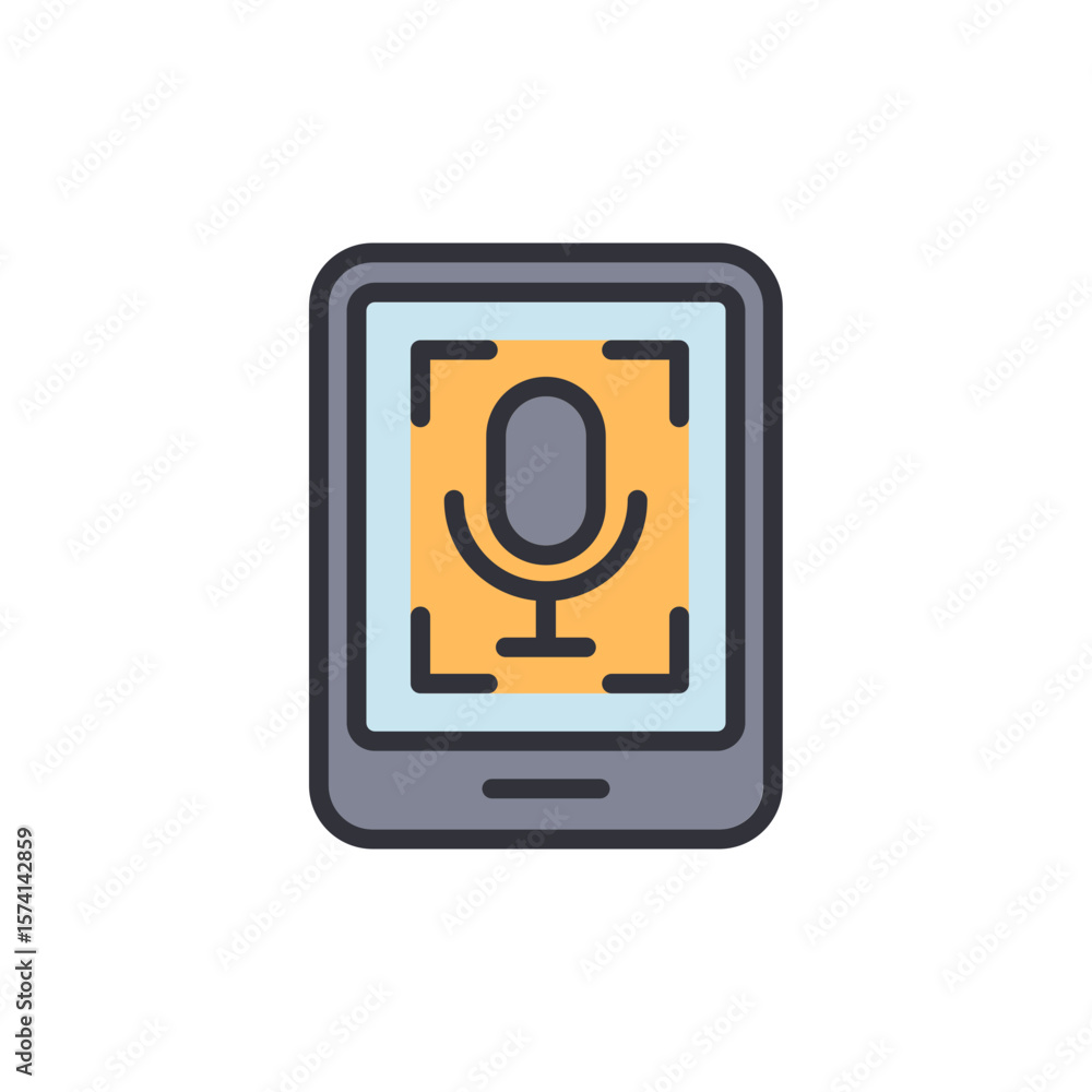 Poster modern smartphone displaying a voice recording application interface