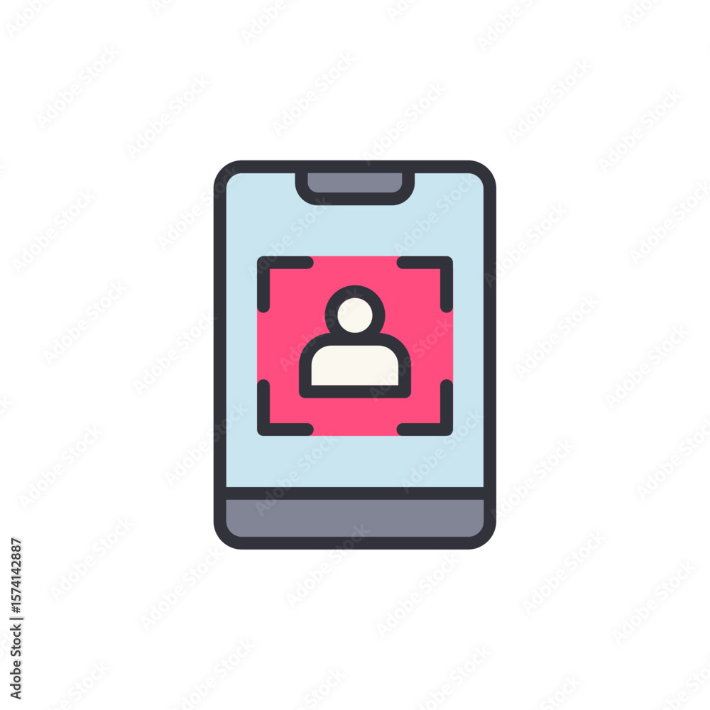 Poster mobile phone displaying face recognition with transparent canvas