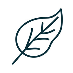 Leaf icon in minimal line style symbolizing nature and ecology