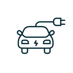  Electric car with plug in minimal line style representing green mobility