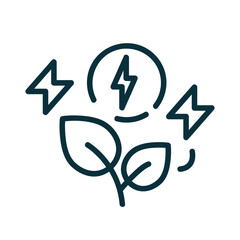 Leaf and energy icons in minimal line style symbolizing green energy