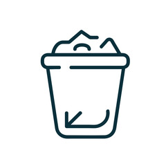 Trash bin with waste icon in minimal line style for garbage disposal