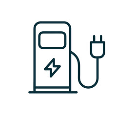Electric charging station icon in minimal line style for vehicles