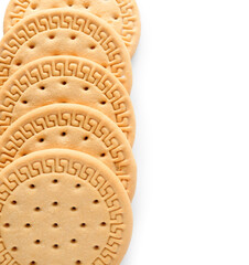 Many sweet cookies on white background