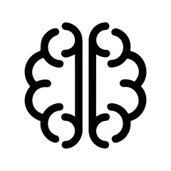 Simple Line Art Human Brain Icon Vector for Intelligence, Technology, and Ideas