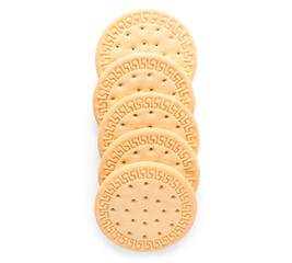 Many sweet cookies on white background