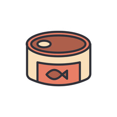 Illustration Of A Canned Food Product Featuring Fish Silhouette Icon