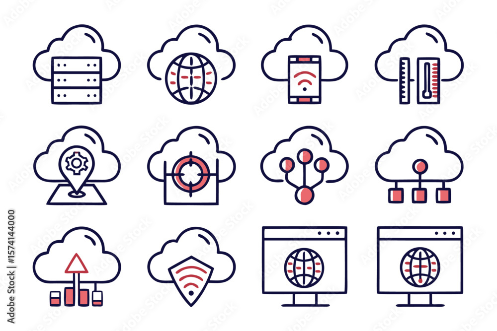 Poster abstract digital representation of cloud computing and internet technology services showcasing onlin