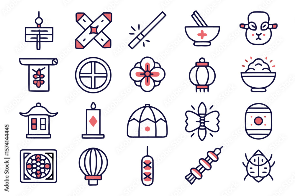 Poster elegant collection of traditional chinese calligraphy characters and artistic symbols rendered in a 