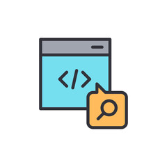 Vibrant Icon Displaying Web Development and Internet Research Concept