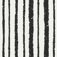 Striped pattern, seamless background. Irregular brushstroke lines, grunge texture, rough ink strokes in black and white style. Endless print for wrapping, textile design. Drawn vector illustration