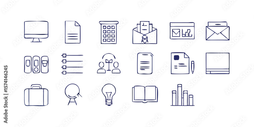 Aufkleber comprehensive mega set of flat line vector icons for office and business use featuring a wide variet