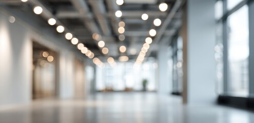 Blurry interior office hallway