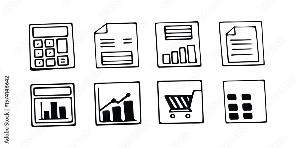 Poster extensive collection of trendy line style business icons a versatile set for modern design projects 