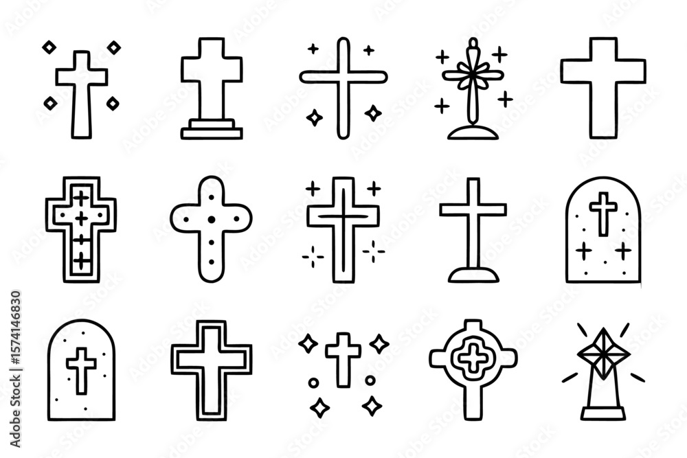 Poster striking black and white graphic representation of a traditional cross suitable for religious or sym