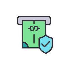 Secure Financial Transaction Illustration Featuring Protective Shield Icon