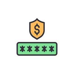 Shield Protecting Money Password With Asterisks On Transparent Background