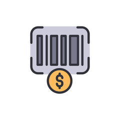 Digital Commerce Barcode Symbol With Dollar Currency Sign Concept