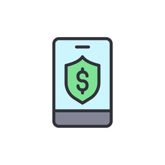 Secure Mobile Banking With Shield Icon On Smartphone Screen