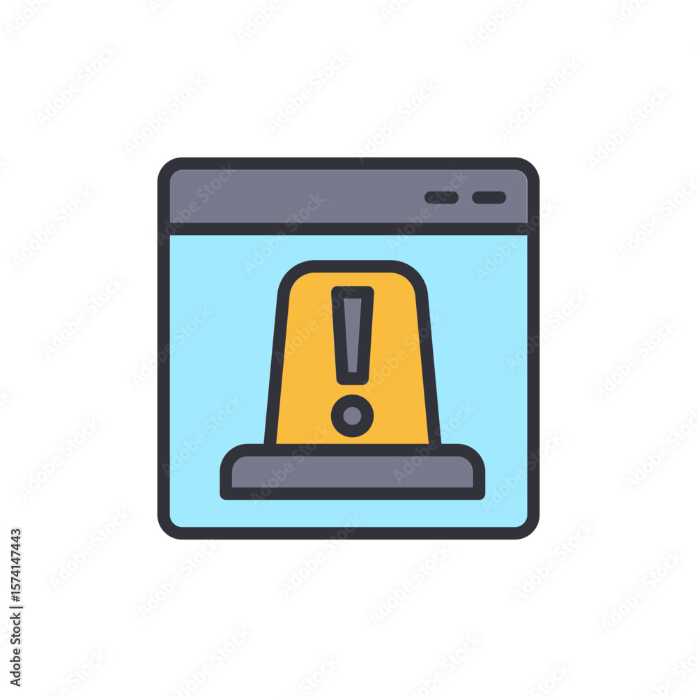 Poster web page showing error warning sign with alert symbol notice
