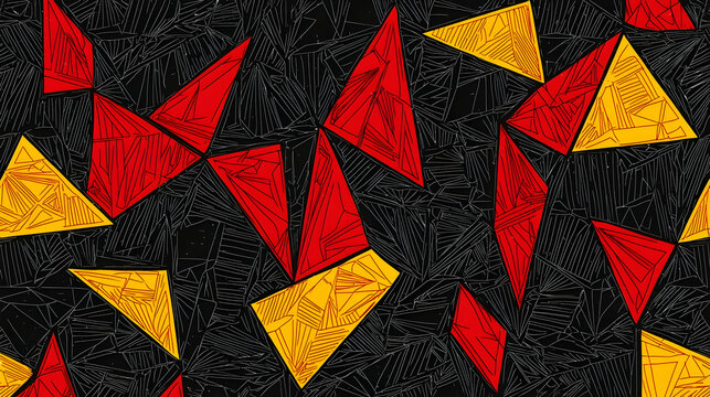 Abstract red and yellow triangle pattern design, geometric background for website or print