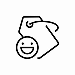 smiling price tag icon vector sign