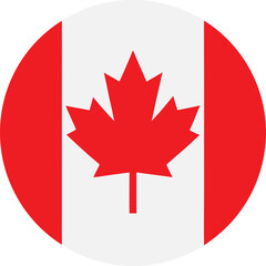 Canada round Flag icon on white background