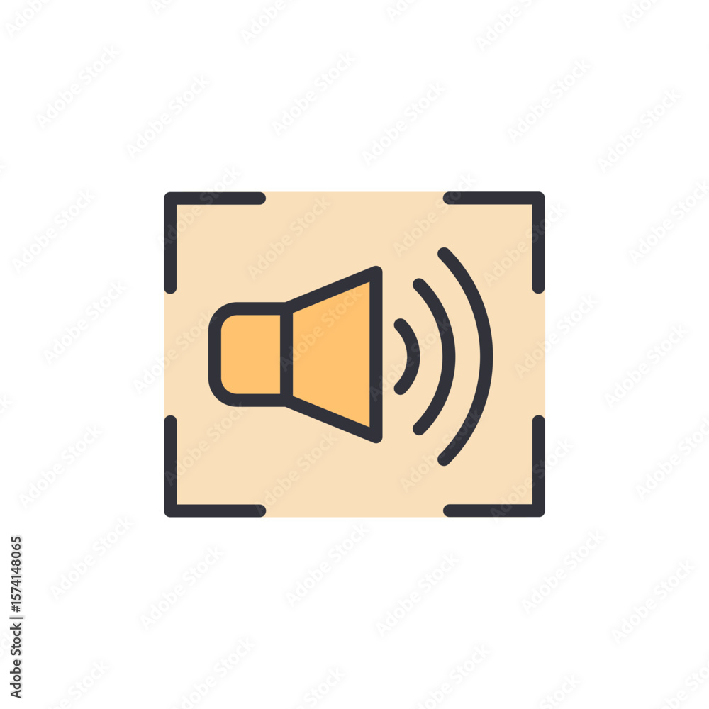Poster sound icon inside a frame with echoes in a digital style vector