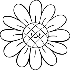 Cute Sunflower Illustration Line Art