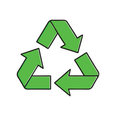 Obraz premium Green recycling symbol with three chasing arrows isolated on white