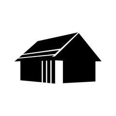 Minimalist Black House Silhouette Icon – Simple Home Symbol Isolated on White Background

