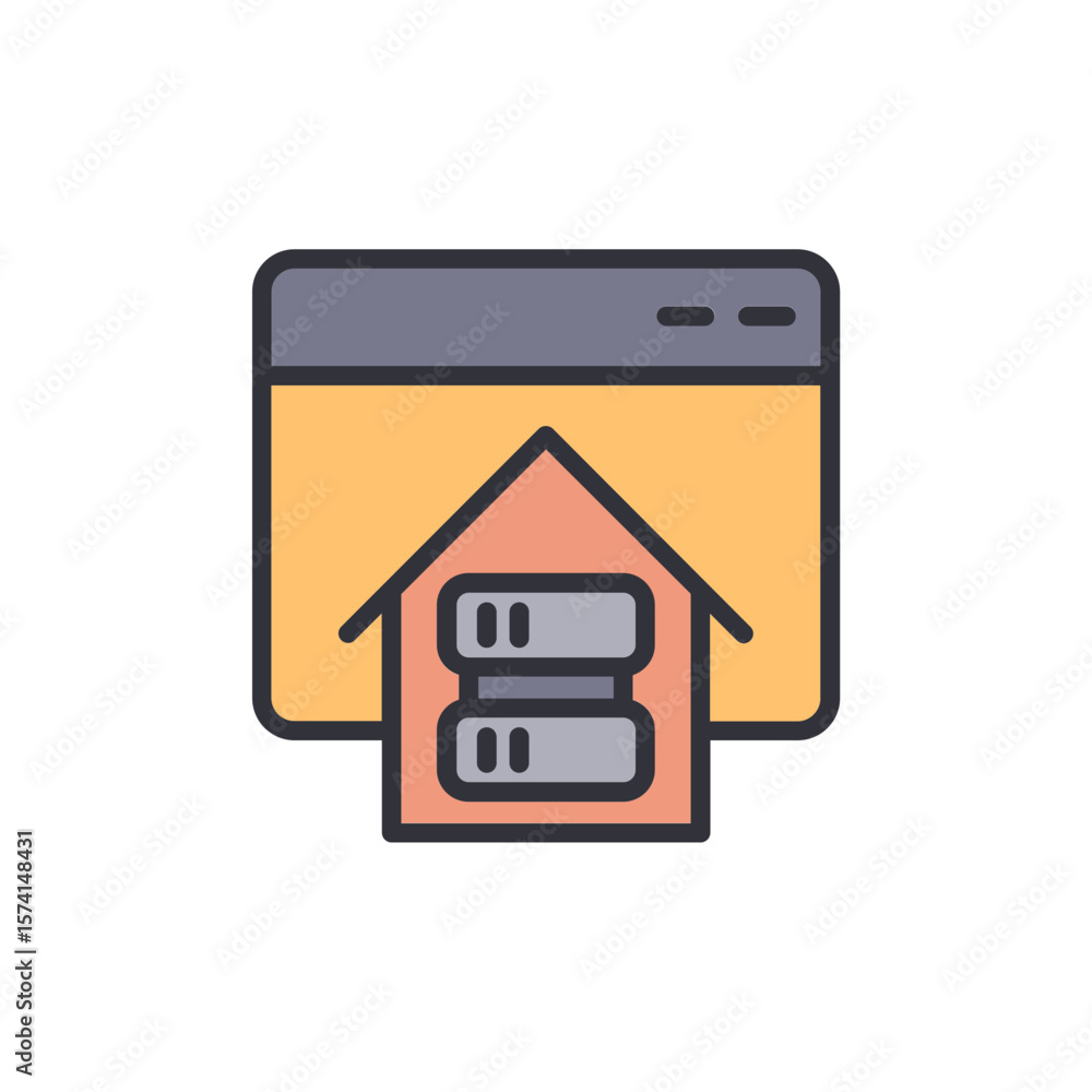 Aufkleber web hosting server inside a home depicting online data storage solutions