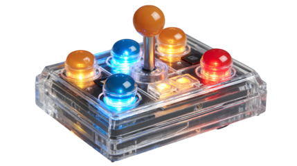 Illuminated Arcade Joystick, isolated on transparent background