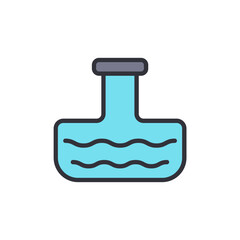 Stylized Potable Water Container Depicting Light Blue Color Liquid