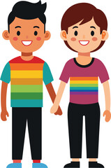 LGBTQ Couple Holding Hands and Smiling Vector Art