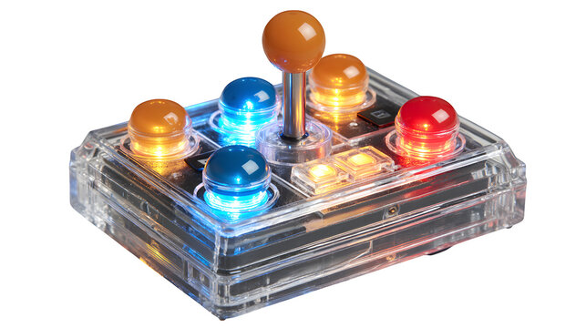 Illuminated Arcade Joystick, isolated on transparent background