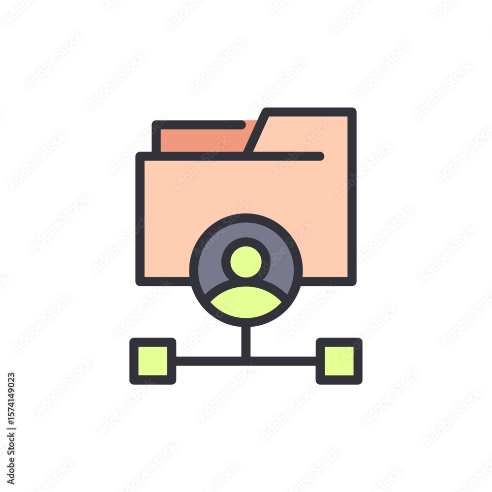 Poster user access folder network connection with profile icon concept