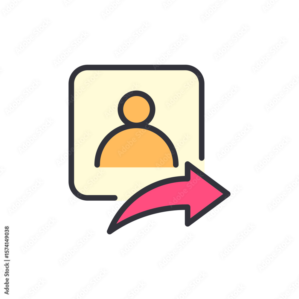 Poster user profile with forward arrow indicating data sharing or transfer