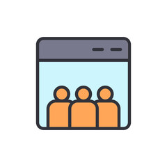 Online Meeting Icon Depicting Group Of People Within Window Frame