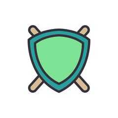 Heraldic Shield With Crossed Swords On Transparent Background