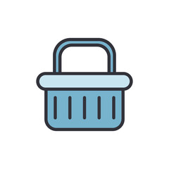Stylized Light Blue Shopping Basket Icon With Simple Line Details