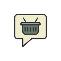 Shopping Basket Icon Within a Speech Bubble Representing Online Retail