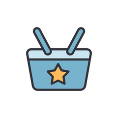Fototapeta premium Stylized Blue Basket With Star Emblem And Dual Handle Design