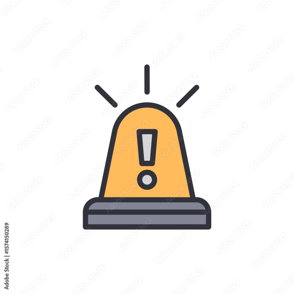 Poster alert beacon with exclamation point symbol on transparent layer