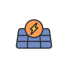 Modern Icon Depicting Solar Panel With Energy Bolt And Rounded Style