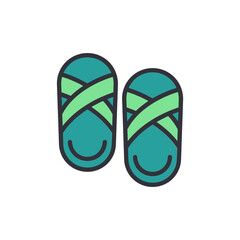 Illustration Of Pair Of Sandals Or Flip-Flops With Crossed Straps