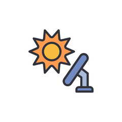 Sun And Solar Panel Symbolizing Renewable Energy Solutions Icon