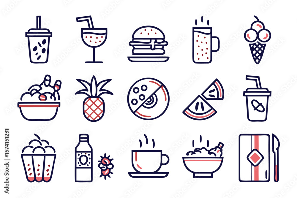Aufkleber comprehensive collection of beverage and refreshment symbols featuring a variety of drinks juices an