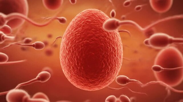 Detailed illustration of egg and sperm cells for education or medical purposes