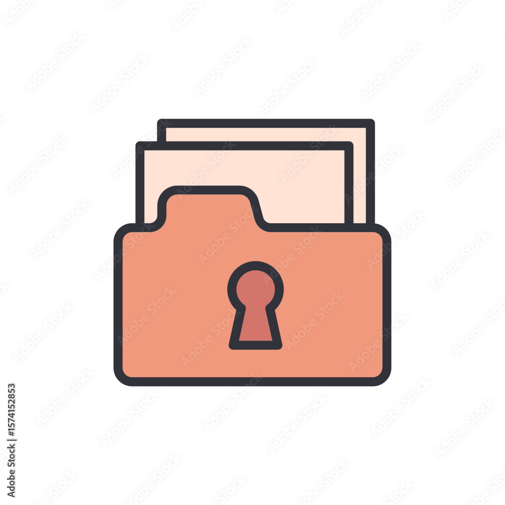 Poster abstract folder with keyhole for data protection and security